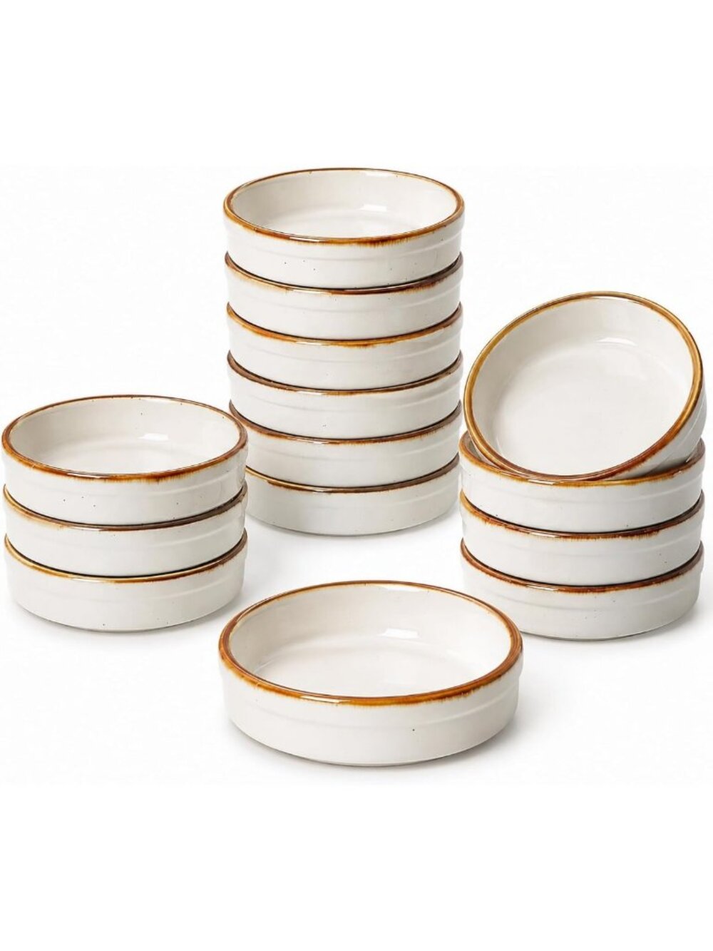 Set of 14 Oven-Safe Ramekins - 4 oz Ceramic Dishes for Baking & Dipping Sauces